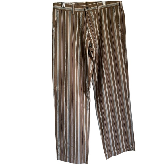 New Hugo Boss Barrett Striped Brown Men's Straight Leg Preppy Office Pants 32 - Picture 1 of 13